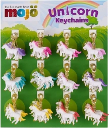 Display med 72 nøgleringe – enhjørninge