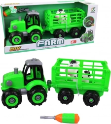 Skruesammen traktor med anhænger til børn