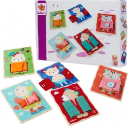 Træuddannelsesspil – påklædningstavler med dyr EICHHORN