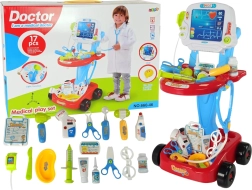 Lægevogn med bord og EKG, 17‑dels børnesæt