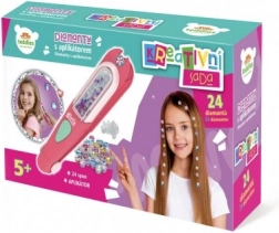 Glimtende hårdiamanter med applikator og spænder