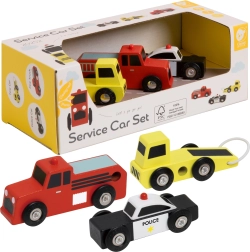 Classic World træbiler Politi Brandbil Bugserbil sæt 3 stk