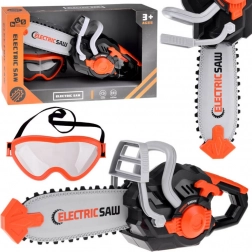 elektrisk legetøjskædesav med lyd og bevægelig kæde + beskyttelsesbriller