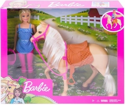 Barbie ridesæt med hest og hjelm