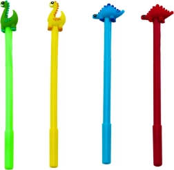 Dinosaur kuglepen Hætte sort refill Mix rød grøn 0,5 mm