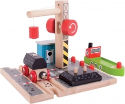 Bigjigs Rail Kulhavn med kran