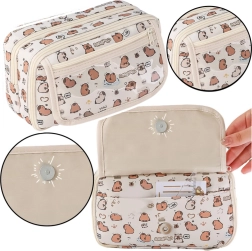 Penalhus til skoleartikler med kapivarer hvid 21 cm