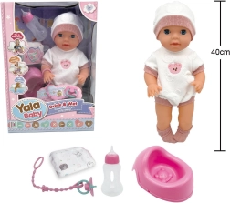 Tissende babydukke med potte, 40 cm