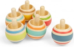 Træsnurretop med farverige striber