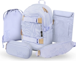 Baagl sæt 5 Skate Lilac: skoletaske, penalhus, gymnastikpose, bæltetaske og laptop-cover