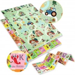 Dobbeltlaget foldbar XPE skummåtte 120 × 180 med tysk alfabet og gårdmotiv Humbi