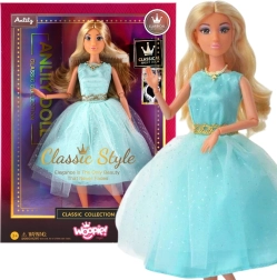 Woopie Royal dukke Lily 30 cm med langt blond hår i elegante turkise kjole