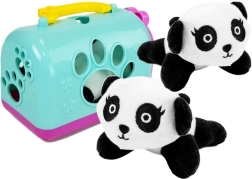 Mini plysbjørn panda med transportboks