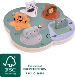 Træ 3D lydpuslespil SAFARI til børn