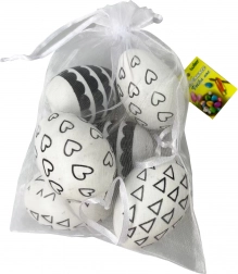 Dekorative plastæg sort-hvid 4x6 cm