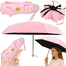 Sammenklappelig lommeparaply med UV-beskyttelse UPF 50+, rosa, 90 cm