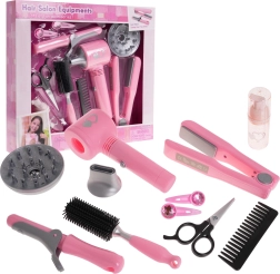 Børnesæt med frisørredskaber og interaktiv hårtørrer