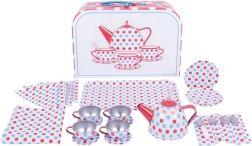 Børne tesæt med prikker i kuffert