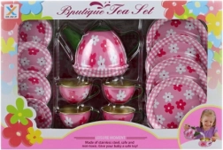 Tin tesæt med blomster til børn