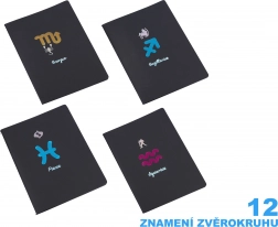 Zodiac notesblok 18,5x25,5 cm med 26 sorte linjerede sider