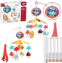 Baby-uro til tremmeseng med projektor og fjernbetjening – rød