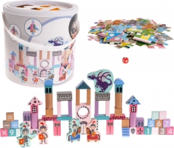 Træbyggesæt slot med riddere til børn 3+