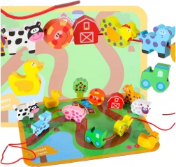 Træperler gård – læringssæt med plade og dyrefigurer