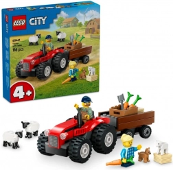 LEGO City Rød traktor med anhænger og får
