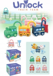 Lærerigt tog med vogne og låse