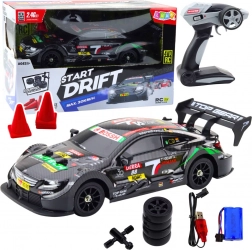 Fjernstyret racerbils RC sort carbon 30 km/t 1:16