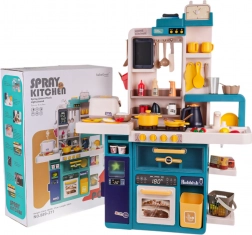 Interaktivt legekøkken med damp, lys og lyde, 80 dele – Blå