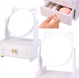 Mini toiletbord med spejl og skuffe med håndtag