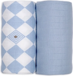 Lodger svøb i økologisk bomuld 110 × 110 cm, blue fogg - 2 stk.