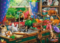 TREFL Puzzle Premium Plus: Te-tid med frække killinger 1000 brikker