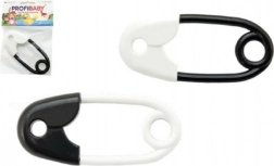 Rangle formet som en sikkerhedsnål, sort/hvid, 12 cm