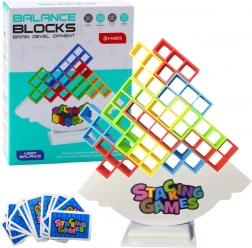 Balancerende Tetris-tårn - færdighedsspil med 48 klodser og 22 kort