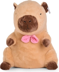 Plys capybara med lyserød sløjfe 66 cm