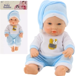 Stofdukke baby i blåt pyjamas sæt 30 cm