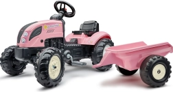 Trådt traktor Country Star pink med trailer og horn