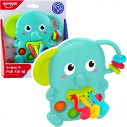 Sensorisk rangle elefant grøn med bevægelige elementer