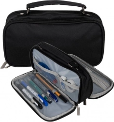 Udklappeligt skolepenalhus med to rum Maaleo – Sort