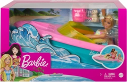 Barbie motorbåd med dukke og hundehvalp