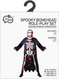 Børnekostume skelet med maske 110–120 cm