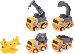 Sæt af Små Byggemaskiner og Fly med Tilbagetræk