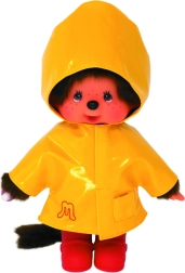 Monchhichi dreng i gul regnfrakke 20 cm