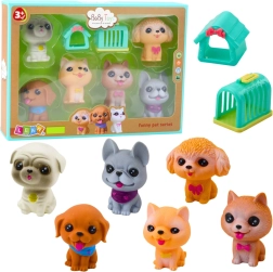 Gummi figurer af hunde med lyd - sæt 6 stk
