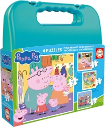 Puslespil i kuffert PEPPA GRIS 4-i-1 (6–16 brikker)
