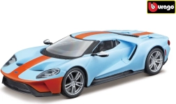 metalmodel bburago ford gt 2019 1:32 lyseblå/orange