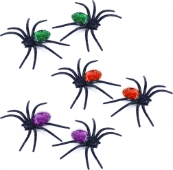 Dekoration edderkopper med glitter 3 farver