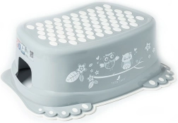 Børne-skridsikkert skammel til badeværelset med ugle – grå